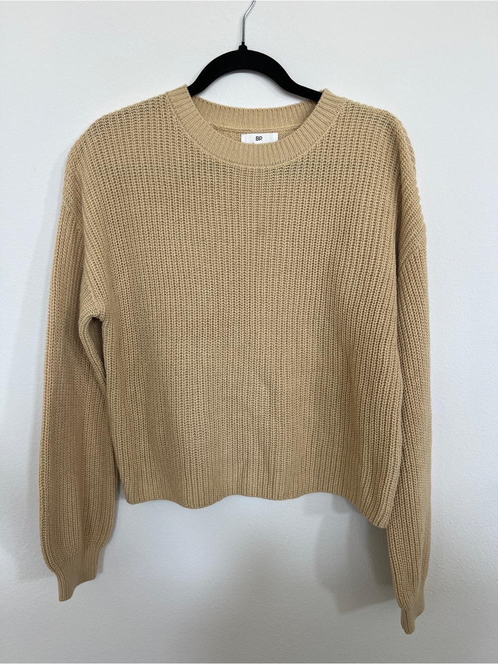 BP Beige Textured Knit Sweater Crewneck Pullover Cozy Neutral Medium